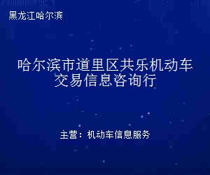 哈爾濱市道里區(qū)共樂(lè)機(jī)動(dòng)車(chē)交易信息咨詢行 專業(yè)信息咨詢服務(wù)的領(lǐng)航者